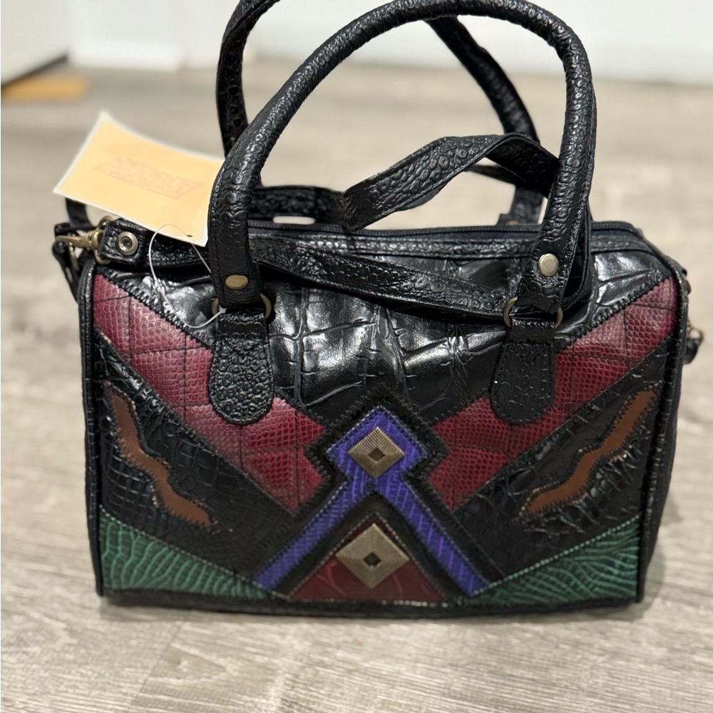 90’s Multicolor Geometric Pattern Handbag - image 1
